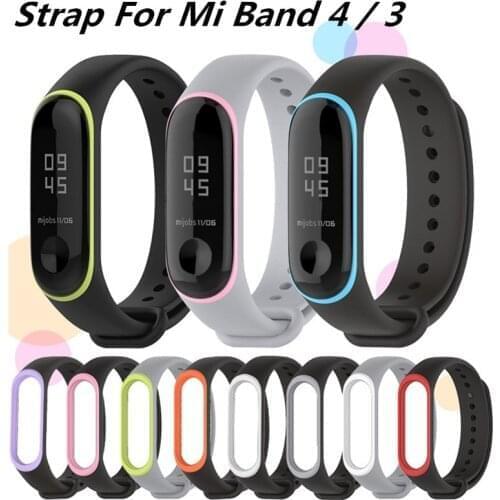 Mi Band 4 3 Sports Dual Pure Color Silicone Wrist Band Strap for xiaomi mi band 4 3 Replacement bracelet Miband 4 3 Straps