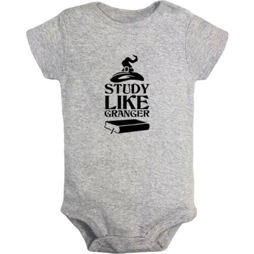 Study Like Granger This Is My Peace Sign Printed Newborn Baby Girl Boys Clothes Short Sleeve Romper Outfits 100% Cotton