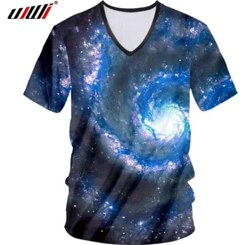 UJWI Men Undershirt Cool Digital Print Star 3d T Shirt Space Galaxy T-Shirt Homme Hip Hop Short Sleeve V Neck Tshirt Harajuku
