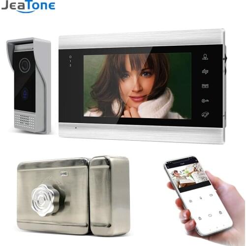 Jeatone 7 inch IP Wifi Video Door Phone System Support Motion Detect Recording Doorbell Camera for Home Video Doorbell with Lock