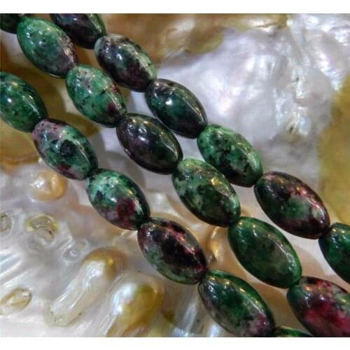 High Quality Rice-shaped 8x12mm Green Zoisite Women Diy Loose Beads Jewelry Parts Accessories Girl Gift 15" Wholesale and Retail