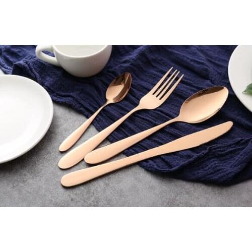 High-grade Rose gold cutlery flatware set spoon fork knife teaspoon stainless dinnerware set cutlery tableware set