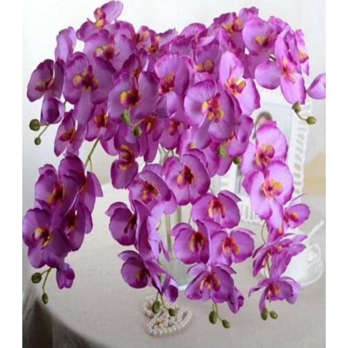 Upscale Phalaenopsis Artificial Flowers DIY Butterfly Orchid Silk Flower Bouquet Wedding Home Decoration 100pcs Cheap