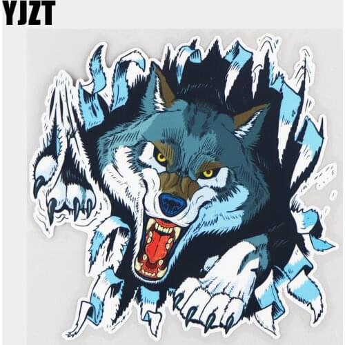 YJZT 18.5×18.4CM Ferocious Wolf Personality Cartoon Car Stickers Creative Bumper Decoration Decals 21A-0104