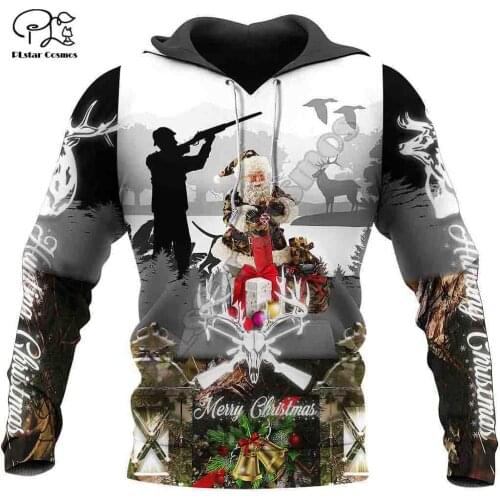 PLstar Cosmos 3DPrint Merry Christmas Santa Claus Elk Deer Hunting Harajuku Streetwear Funny Casual Hoodies/Sweatshirt/Jacket/a9