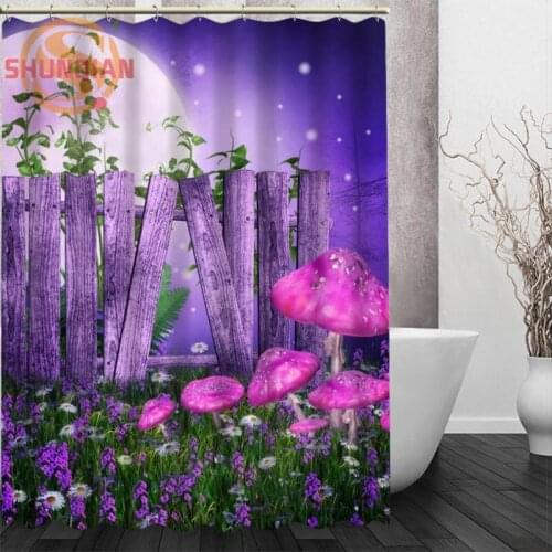 Grass Flowers landscape Shower Curtain Eco-friendly Modern Fabric polyester Custom Bath Curtains Home Decor Curtains