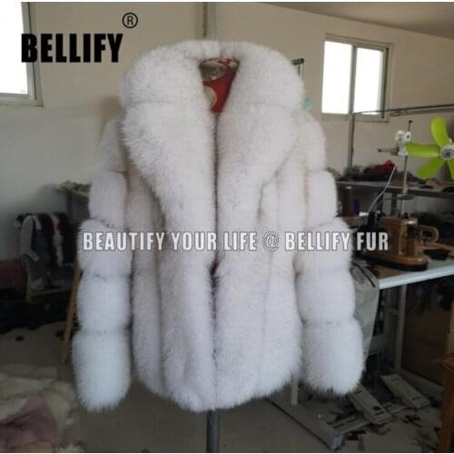 Famous Italy design Fashionable Womens Big collar natural striped Fox fur coats plus size