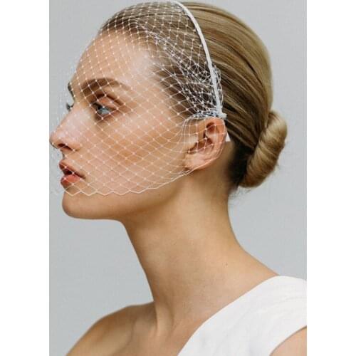 White Headband Veil Wedding Hair Jewelry Accessories Elegant Evening Headwear Veil Bling White Simple for Woman
