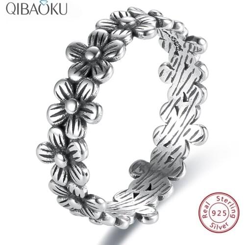 925 Sterling Silver Ring Flower Vintage Processing Boho Accessories Small Daisies Ring for Women Minimalist Jewelry