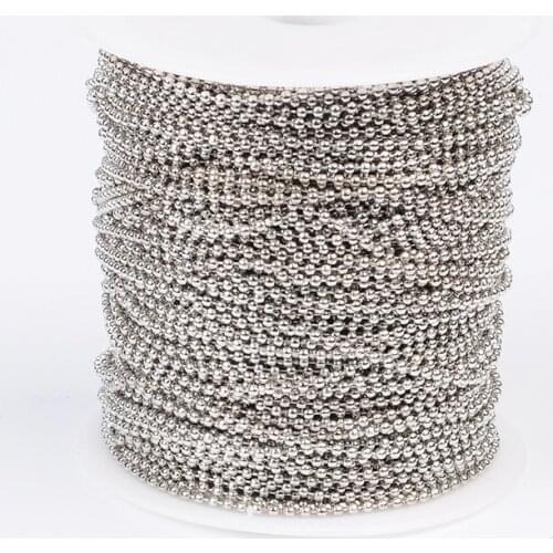 100m/roll 2mm Bead Soldered Iron Ball Bead Chains for Jewelry Making DIY Bracelet Necklace DIY Accessories Bead: 2mm in diameter