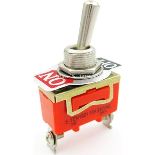 2PCS/LOT ON-OFF 15A 250V Toggle Switch 2 Pin Toggle Flick Switch Light Metal SPST E-TEN1021