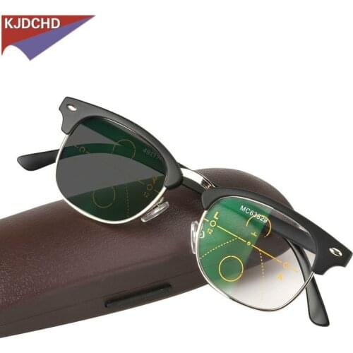 2019 Vintage Transition Sun Photochromic Reading Glasses Men Women adjustable vision With Multifocal Diopter Progressive glasse