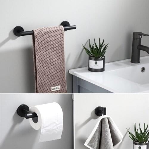 Tuqiu Black Towel Hanger, Paper Holder,Towel Bar,Robe Hook bathroom Hardware set 304 Stainless Steel Bathroom Accessories