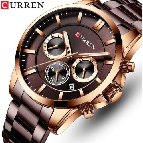 CURREN Brand Men Watches Business Quartz Waterproof Watches Mens Stainless Steel Band Auto Date Wristwatches Relojes Masculino