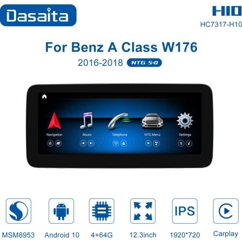 Dasaita Android 10.0 Multimedia Player Stereo Car Radio for Mercedes-Benz GLA G-Class A-Class 12.3" 1920*720 Carplay GPS MSM8953