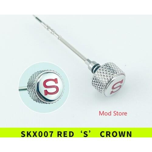 NEW Arrival SKX007 Knurled Crown Red 'S' Mod Parts Polished Finish Fit For 7S26 NH35/36 NH35A/36A NE15 4R36 Movement