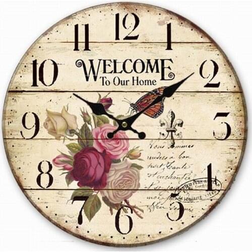 European creative fashion modern quartz retro simple wooden decorative wall clock wall watch digital wall clock wall clocks