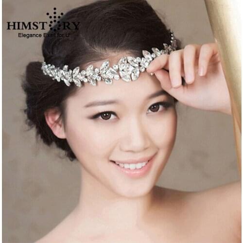 HIMSTORY Stunning Clear Crystal Fairy Bride Hair Accessory Wedding Rhinestone Hair Accessory Head Jewelry Headband