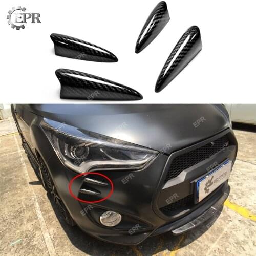 Carbon Devil Claws For Hyundai Veloster Turbo Carbon Fiber Front Bumper Canard(4pc)Body Kit Tuning Trim Accessories For Veloster