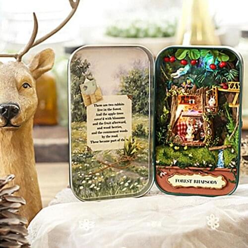Doll House Furniture Box Wooden DIY Handmade Model Miniature Landscape Decor Toy Valentines Day Gifts Kid Adult Creative Toys