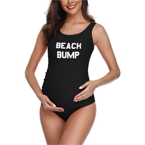 Maternity swimsuit jumpsuit pregnant women to belly letter back beach sexy swimwear pregnant women cover belly size swimsuit