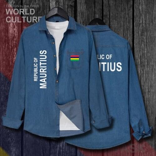 Mauritius MUS Maurice Moris Mauritian Men Flag Clothes Autumn Cotton Long Sleeve Cowboy Coat Fashion Turn-down Collar Shirt new
