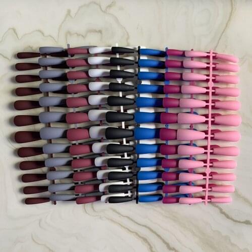 24pcs Full Cover Nail Tips Fake Press on Nails Long Matte Pink Pure Acrylic Frosted Ballerina Acrylic for Nails for Women Girls