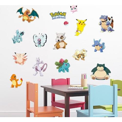 Takara Tomy Pokemon Anime Character Sticker Movie Peripheral Pikachu Waterproof Wall Sticker Childrens Bedroom Decoration
