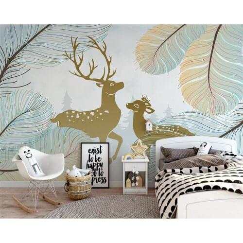 Customize any size mural wallpaper 3D hand-painted forest retro elk wall painting children bedroom background wall Papel De Pare
