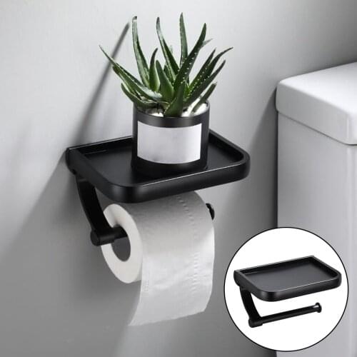 Wall Mounted Toilet Paper Holder with Phone Shelf Rack Toilet Roll Holder Storage Rack for Bathroom Accessories