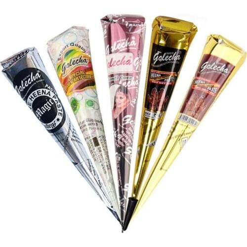1pc 25g Natural Indian Henna Tattoo Ink Black/ White/ Brown/ Deep Red Mehndi Paste Cones Body Art Sticker Mehndi Body Paint