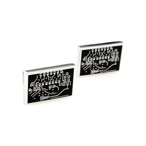 Newest Black Circuit Board Cufflinks Cuff Links Copper Made High Quality Business Cuff Buttons Wholesale 20pairs/lot