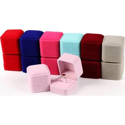 Luxury Square Earring Ring Organizer Holder Gift Packaging Box Velvet Jewelry Display Case Box Storage Portable Travel Wedding