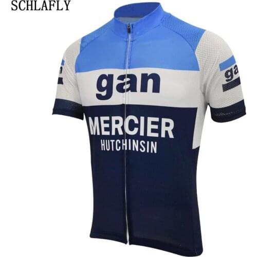 Blue white classic gan cycling jersey short sleeve summer bike wear jersey road jersey cycling clothing schlafly cycling top