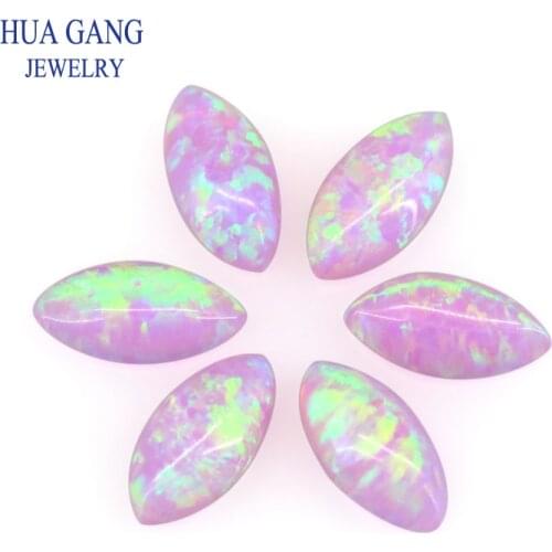 OP10 Opal Loose Stones Marquise Shape Cabochon Flat Back Created Opal Beads Semi-Precious Stones For Jewelry Making