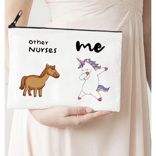 Cute Horse Makeup Bag Travel Size Makeup Animal Prints Cosmetic Bag Zipper 2021 Fashion Canvas Personalized Bags