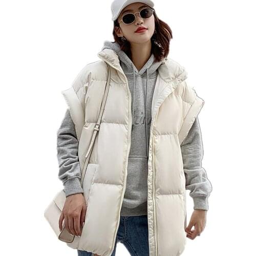 Thick Sleeveless Down Cotton Vest Female Solid Fashion Vest Woman Jacket Waistcoat Mujer Chaqueta Loose Warm Ladies Vest