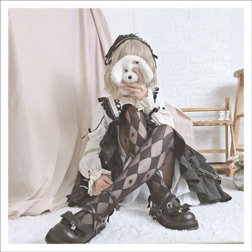 Japanese sweet lolita tights vintage cute printing college student style pantyhose loli cosplay gothic lolita tights kawaii girl