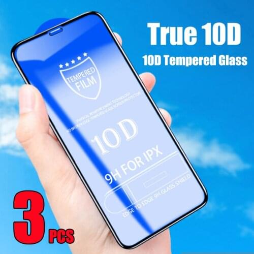 3pcs 10D Tempered Glass Full Glue Cover Premium Screen Protector Film For iPhone 13 Pro Max 12 Mini 11 XS XR X 8 7 6 Plus SE