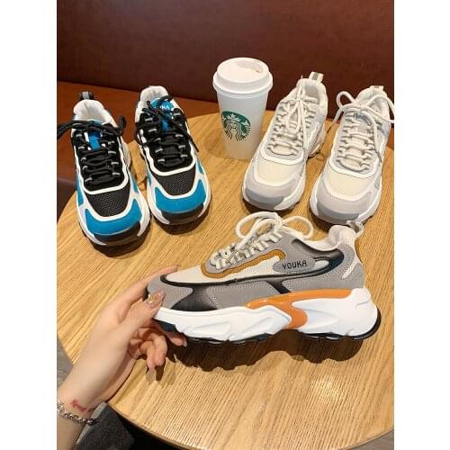 Womens shoes autumn breathable 2020 new Korean fashion wild mesh casual sports shoes students thick bottom running shoes