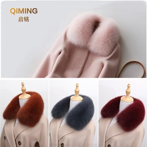 Winter Coat Women Real Fox Fur Collar Scarf Natural Fox Fur Collar For Hood Fur Scarf Warmer Fur Scarf Multicolor Scarves Collar