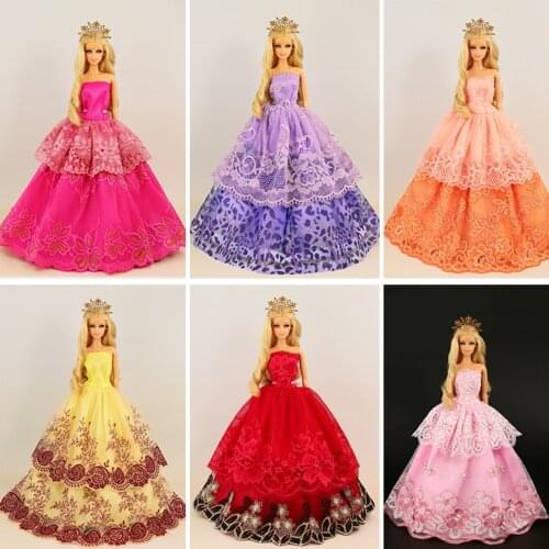 15 Pcs / lot (dress+shoes+hanger) Fashion Princess Dress for barbie Handmake clothes Doll accessories best Gift for your girl