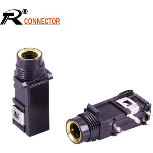 20pcs/lot 6.35mm Stereo Female Jack 4 PINS Feet 6.35mm PCB Panel Mount Microphone Socket Stereo 1/4" Female Connector