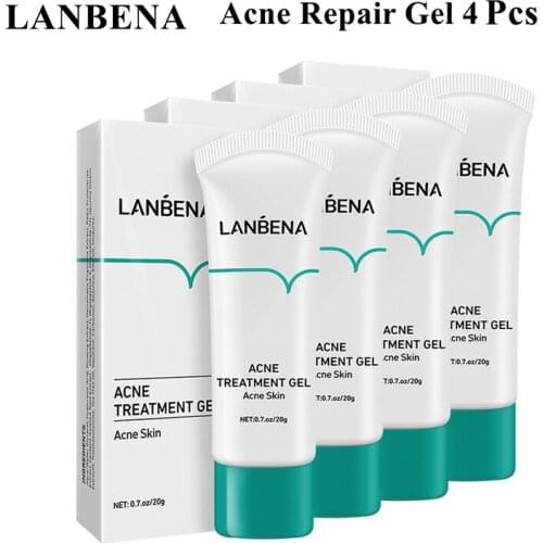 4Pcs LANBENA Acne Repair Gel Face Cream Removal Damage Mild Repairing Anti-sensitive Facial Serum Acne Marks TreatmentSkin Care