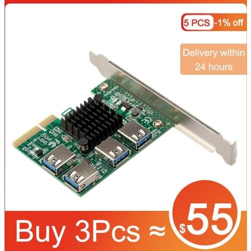 New Upgrade PCIE 1 to 4 Extender PCI-E to PCI-E Adapter PCI-Express Slot 1x to 4x 16x USB 3.0 Riser Multiplier Card Converter