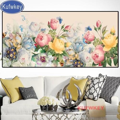 Color flower Large 5D DIY Diamond Painting Full Square Drill Embroidery Round Mosaic Needlework Rose peony decoration