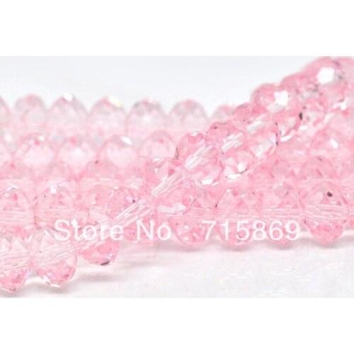 Free Shipping AAA Top Quality Pink Crystal Glass Faceted Rondelle Loose Bead 1Strand 8x6mm apx 72 beads1 Strand