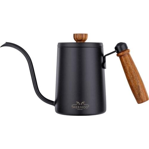 MERMOO YILAN Gooseneck Pour Over Coffee Kettle Long Narrow Spout Coffee Tea Pot with Wooden Handle