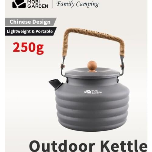 MOBI GARDEN Outdoor Chinese Style Kettle 1.3L High-Capacity Family Aluminum Alloy Kettle Short Pot Mouth Portable Water Bottle