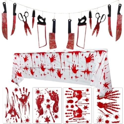 Halloween Decorations Blood Knife Pull Flag Bar Haunted House Scene Layout Hanging Flag Horror Props Ornaments